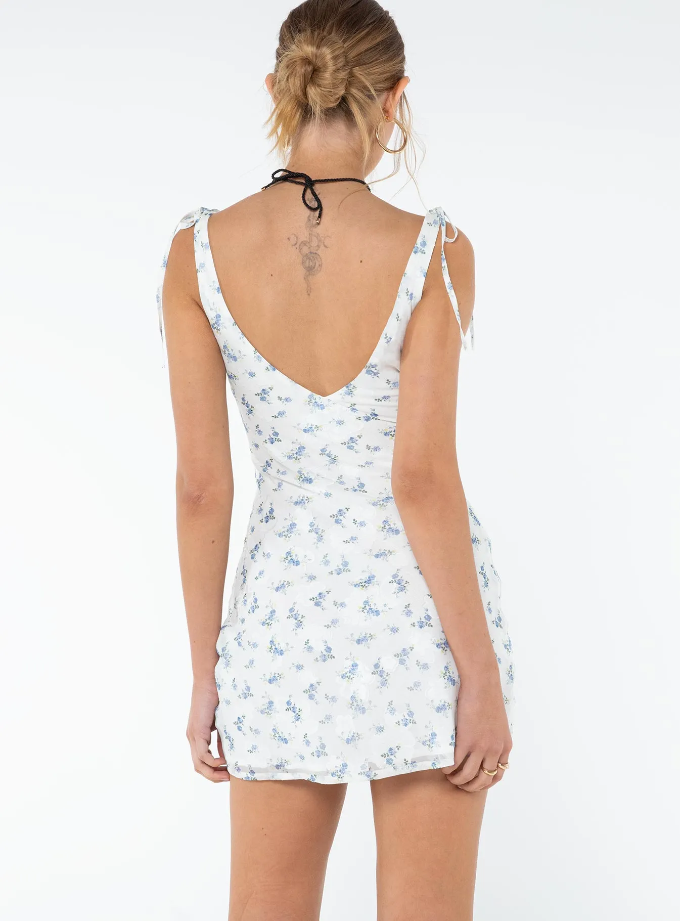 Mietta Mini Dress White / Blue Floral Form Flow