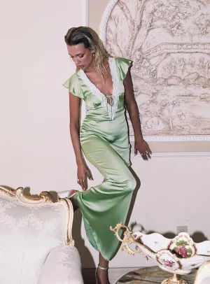 Artistic Edge Armas Lace Trim Maxi Dress Green