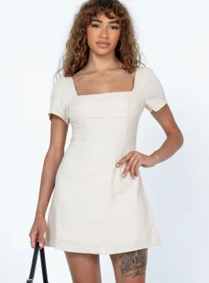 Hastings Mini Dress Beige Fold-Over-Detail