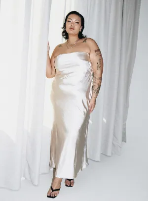 Haley Maxi Dress Champagne Curve Silky Finish Flawless Construction