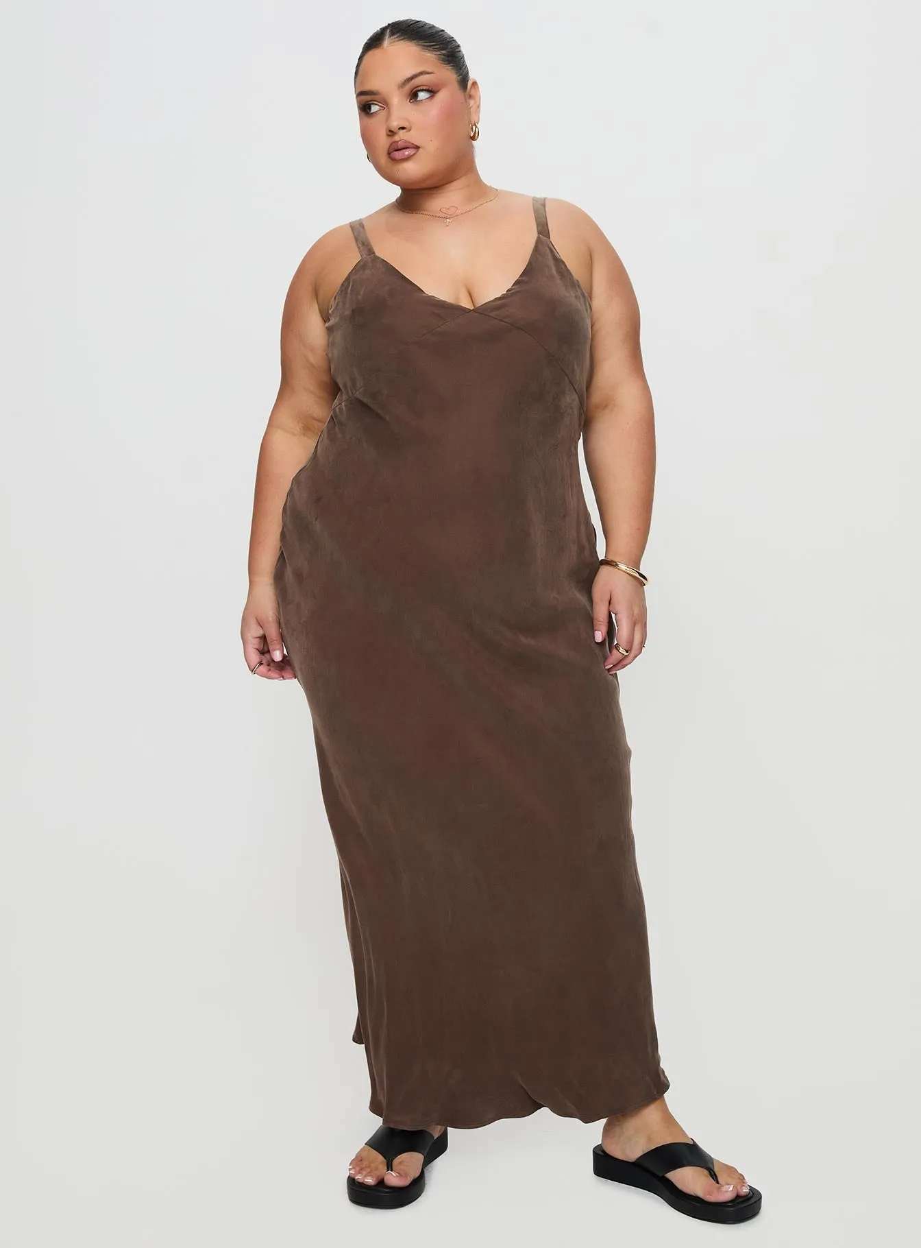 Lightweight Wear Laurette Maxi Dress Brown Curve