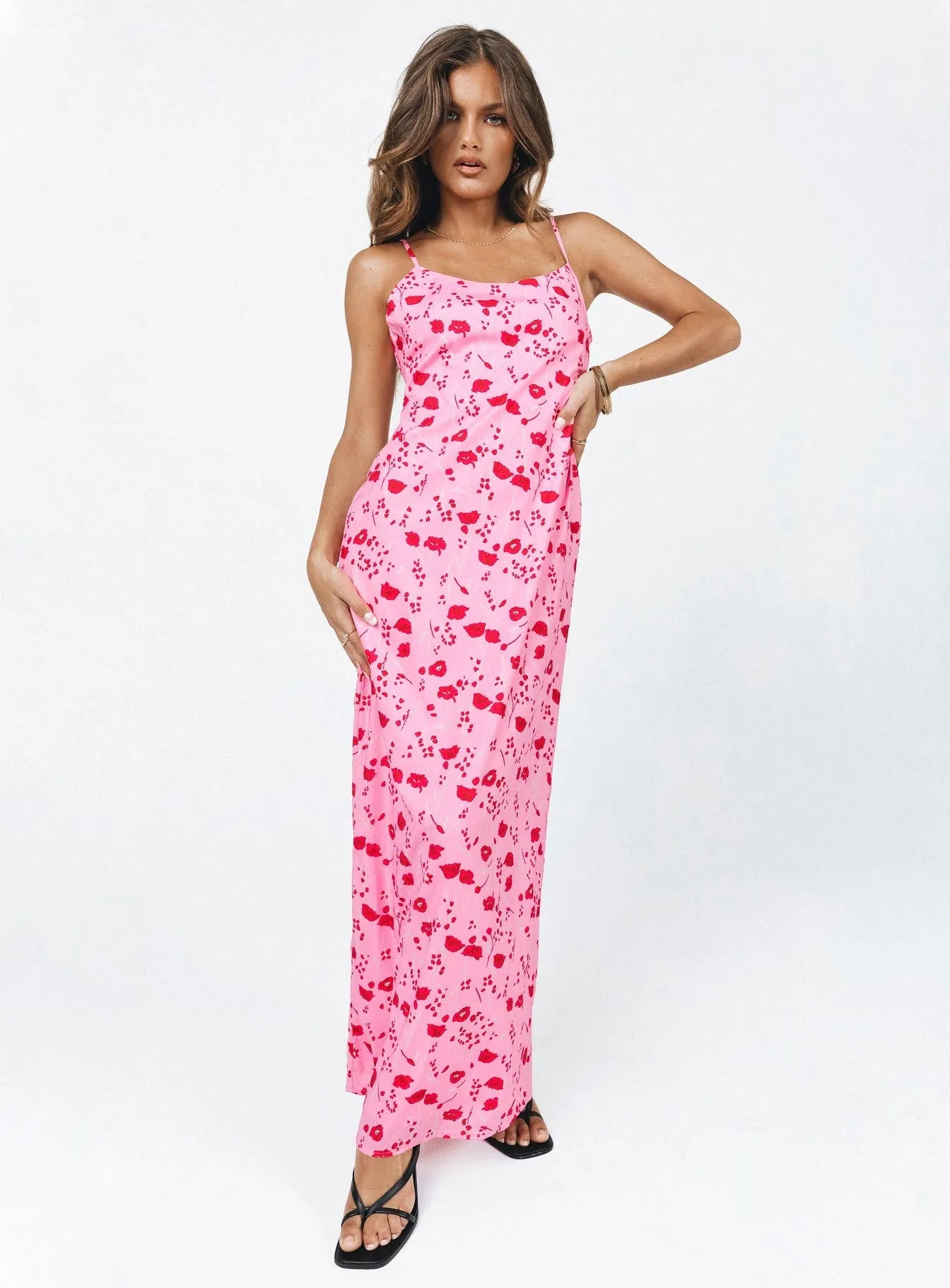 Cherry Dream Maxi Dress Pink Smooth Outline