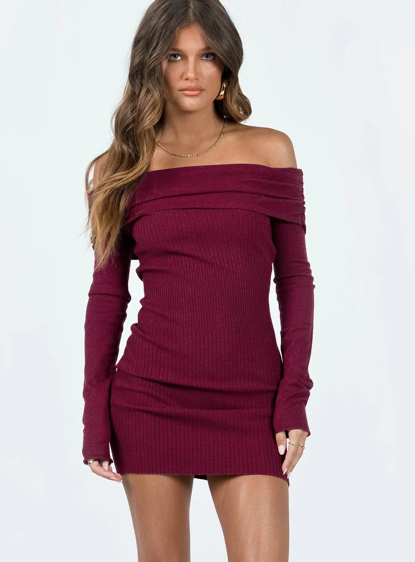 Camtel Off The Shoulder Mini Dress Burgundy Smart Layer Wear Family Joy