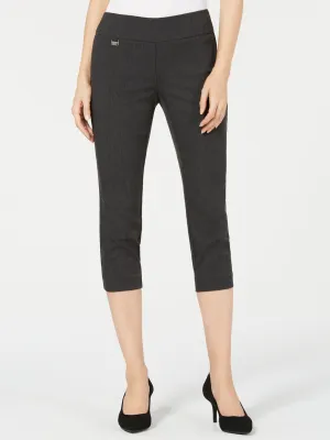 Women's Textured Capri Pants,Dark Grey Casual Style