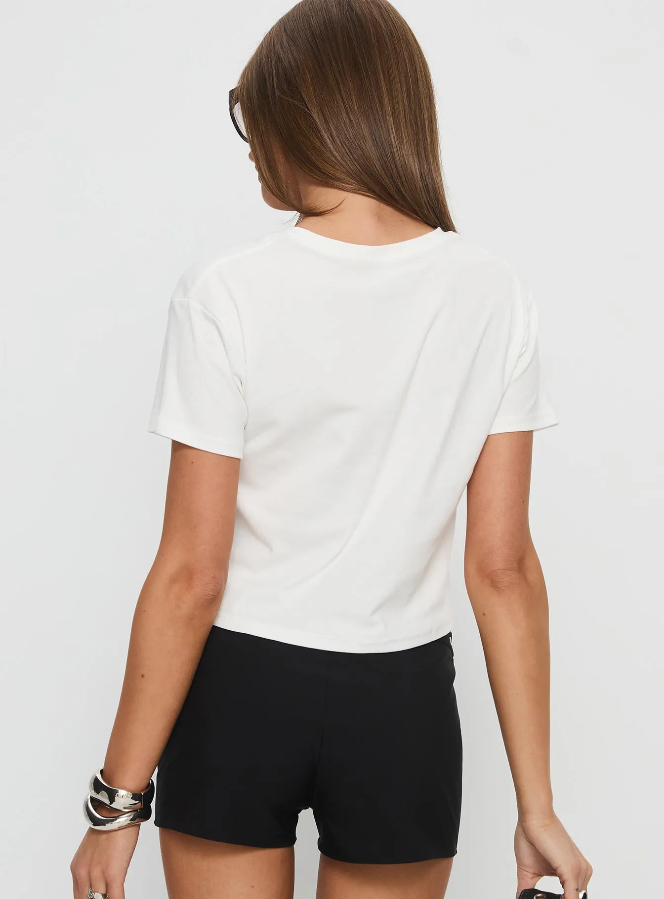 petite size Versatile Comfort Wear Dodge Girl Graphic Top White