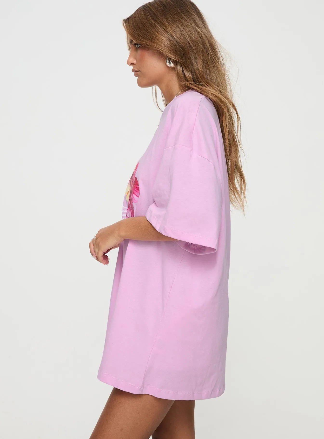 Hibiscus Haven Oversized Tee Pink Breathable Fit Movie Night