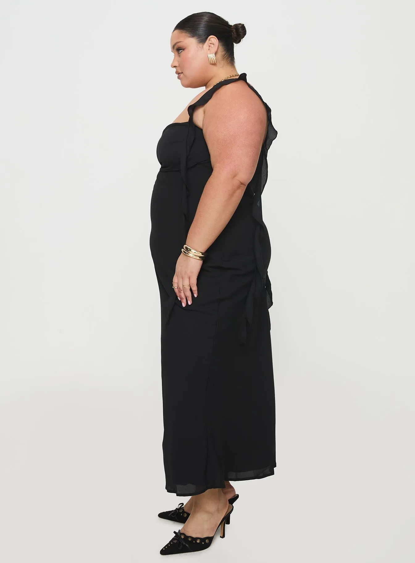 Lanai Maxi Dress Black Curve FlatlockSeam