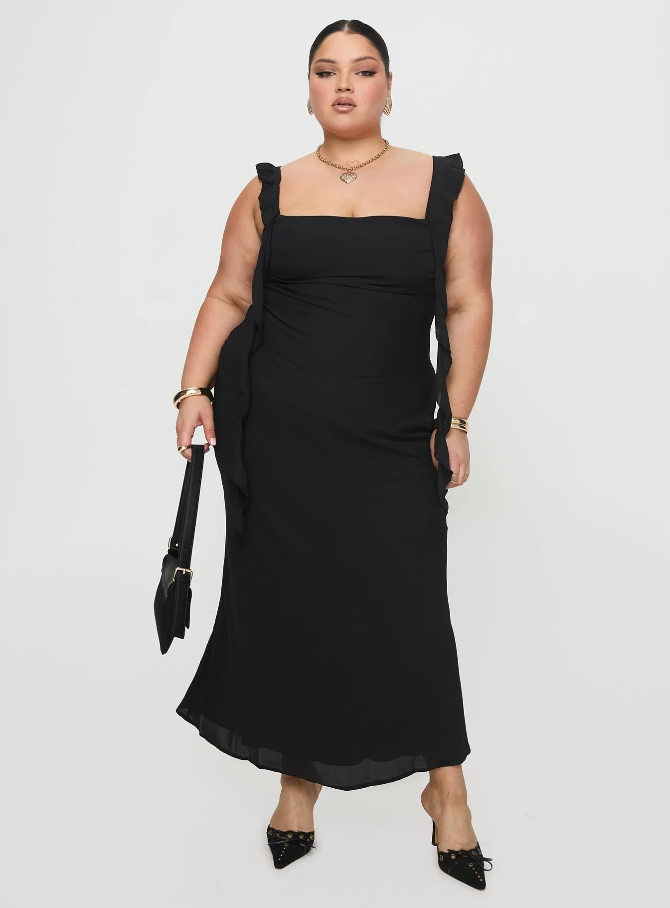 Lanai Maxi Dress Black Curve Party Perfect Side-Pocket