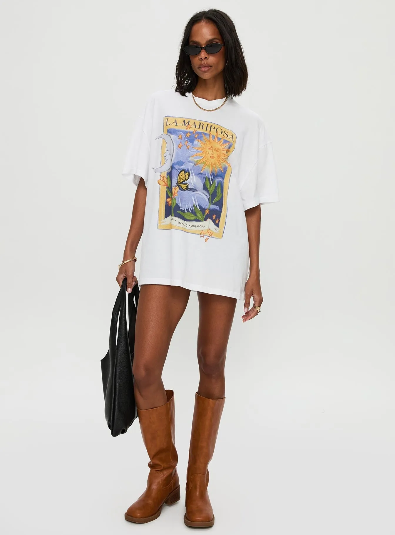 Comfy Wardrobe Tarot Card Oversized Graphic Top White / Multi