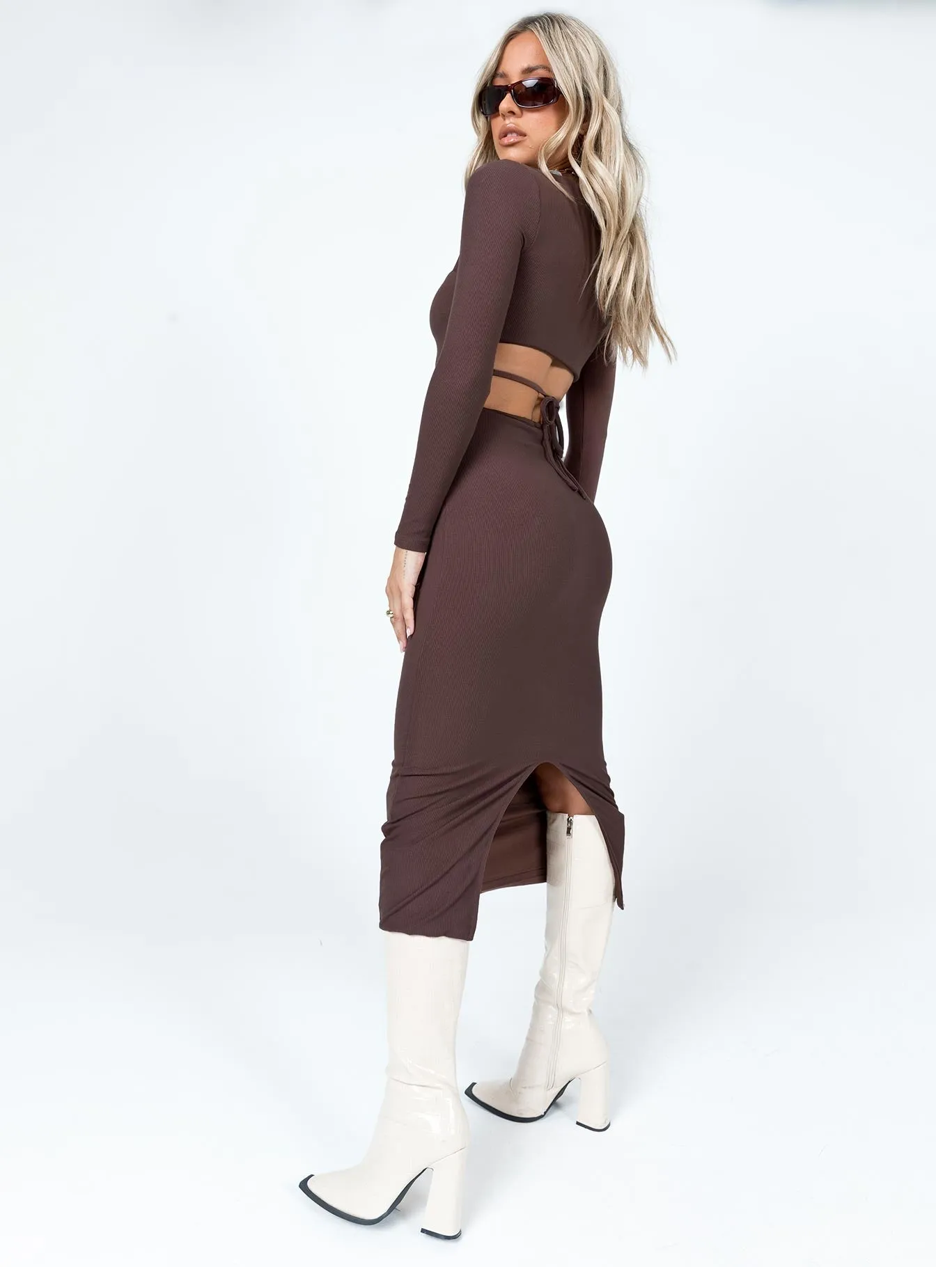 Nolan Midi Dress Brown Full Coverage