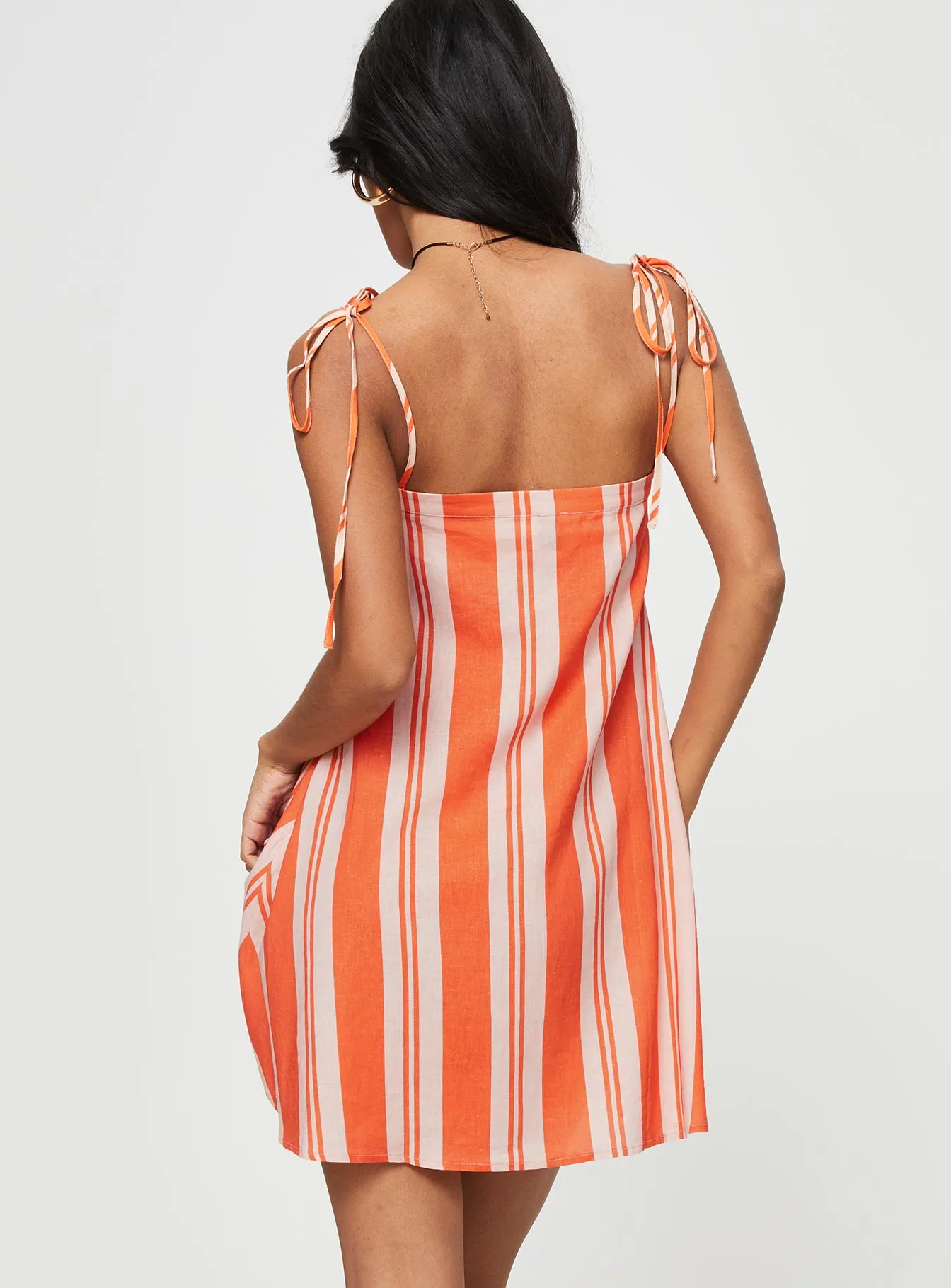 Dreamy Touch Jorgie Linen Blend Mini Dress Orange Multi