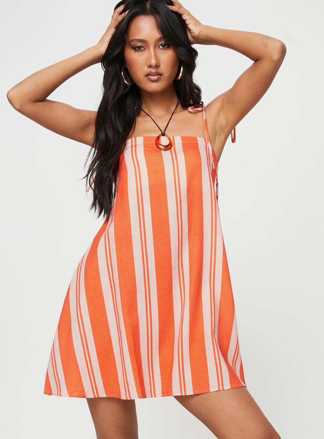 Air Layer Mix-And-Match Jorgie Linen Blend Mini Dress Orange Multi