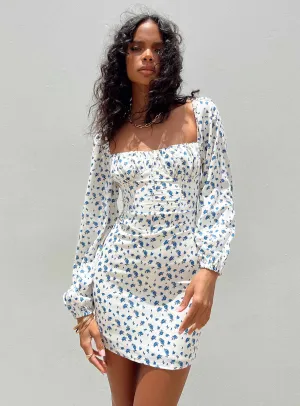 Happy Fit Vilma Long Sleeve Dress White Floral