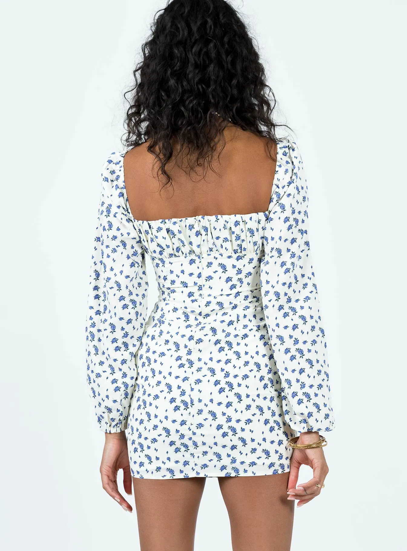 Vilma Long Sleeve Dress White Floral Cozy Fit