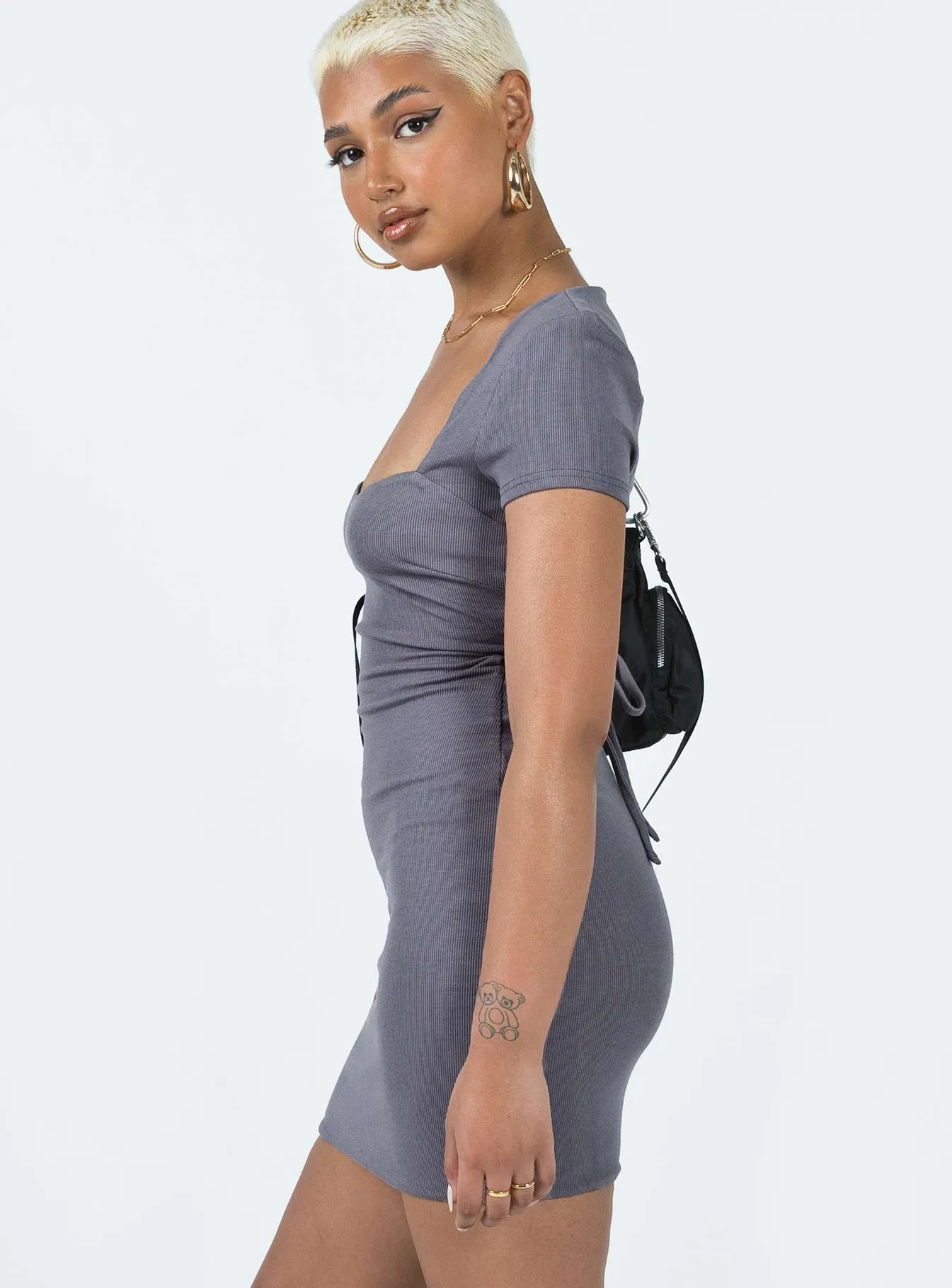 Vintage Vibe Church Proper Nolan Short Sleeve Mini Dress Slate