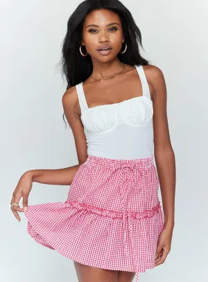 Callum Gingham Mini Skirt Red Soft Mood