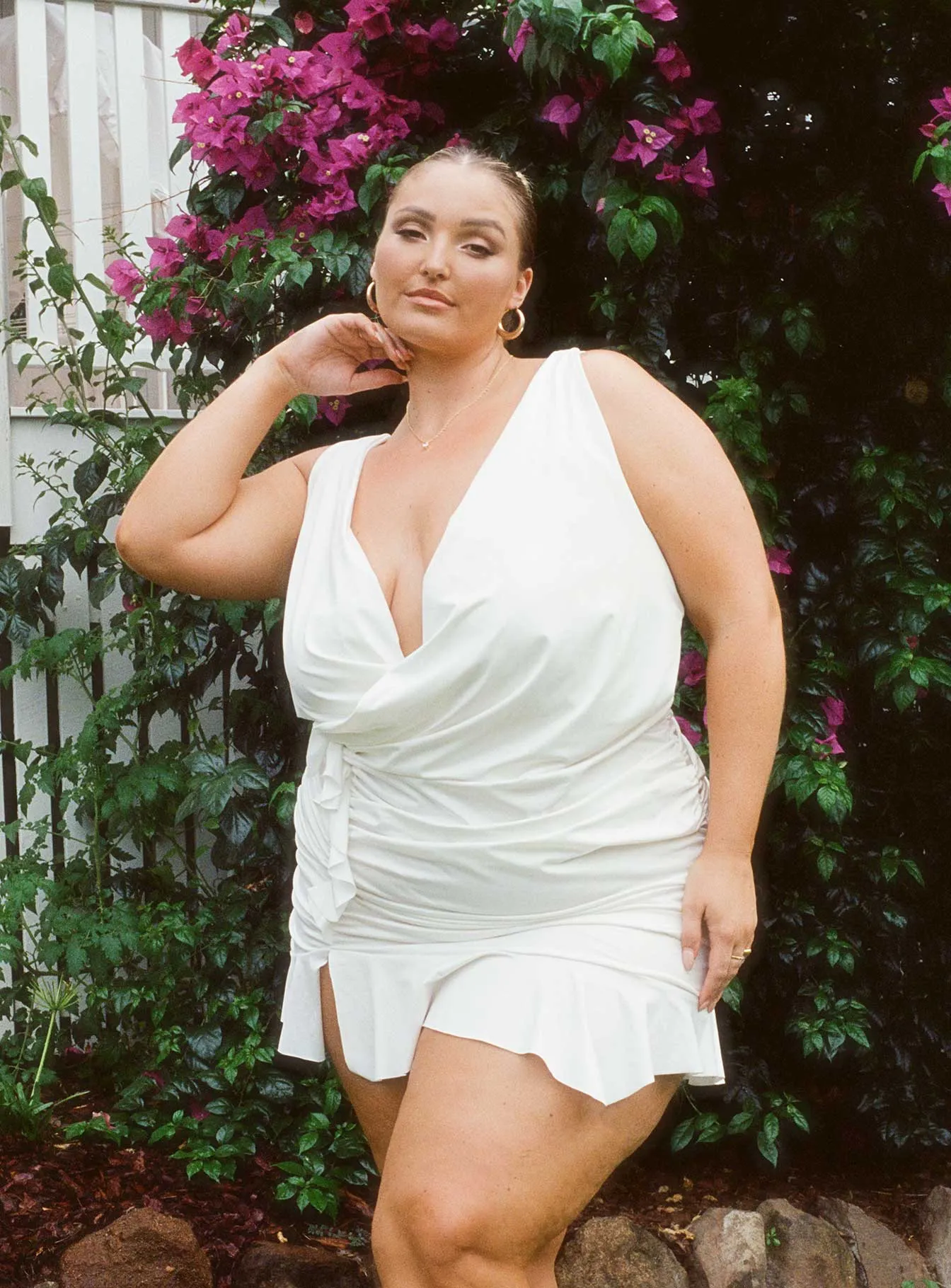 Devotion Mini Dress White Curve Fall Silhouette