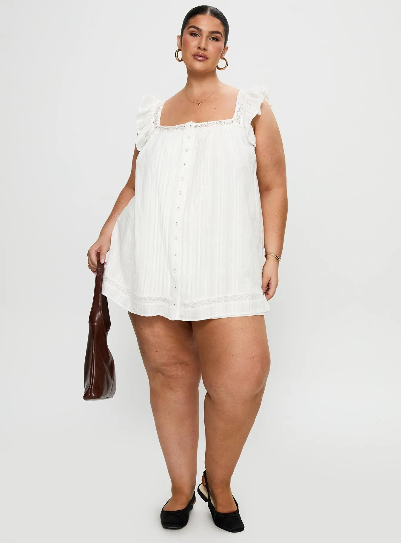 Subtle Lines Summerland Broiderie Mini Dress White Curve