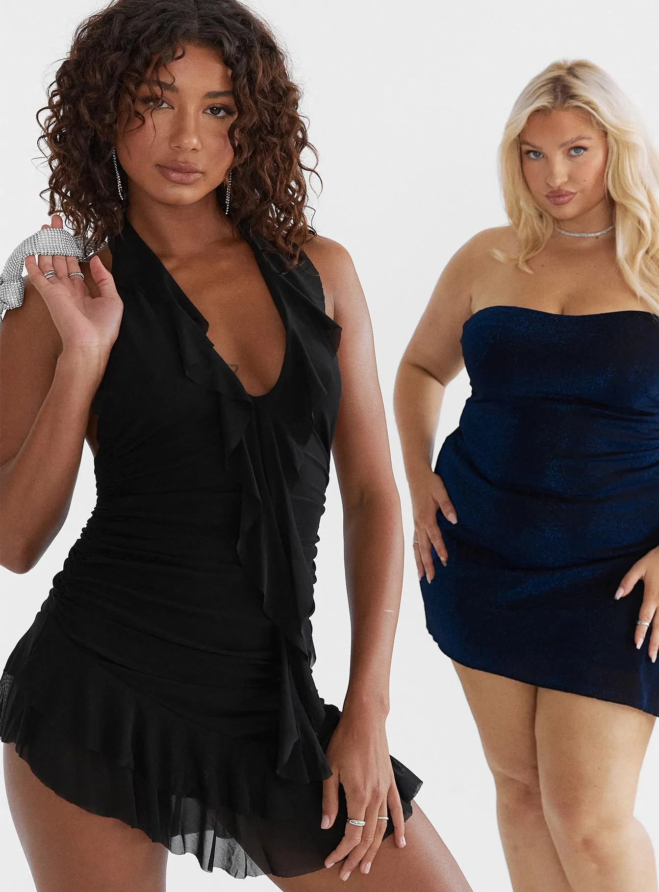 Gina Asymmetric Mini Dress Black Celebrity-Inspired