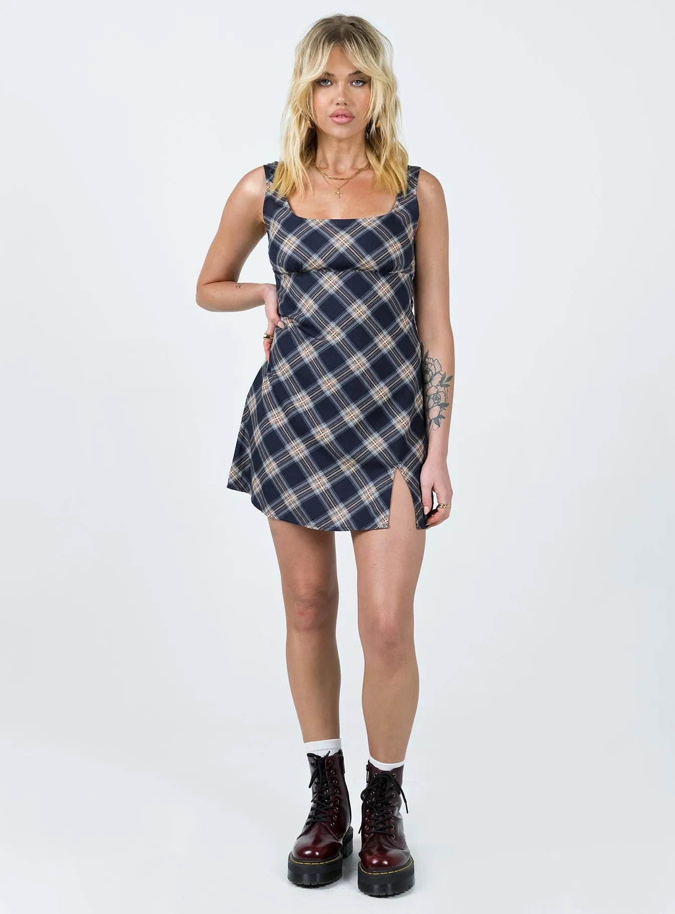 Motel Mehra Dress Check Black Low Key Knit Cool