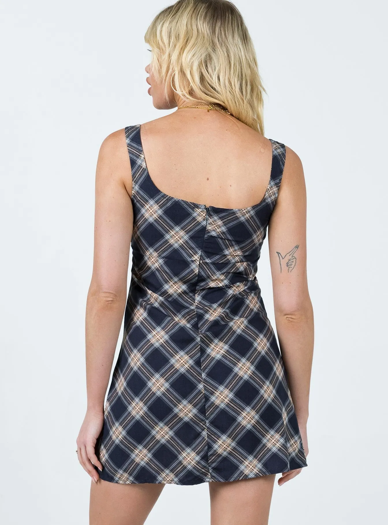 Motel Mehra Dress Check Black Fashion Mix