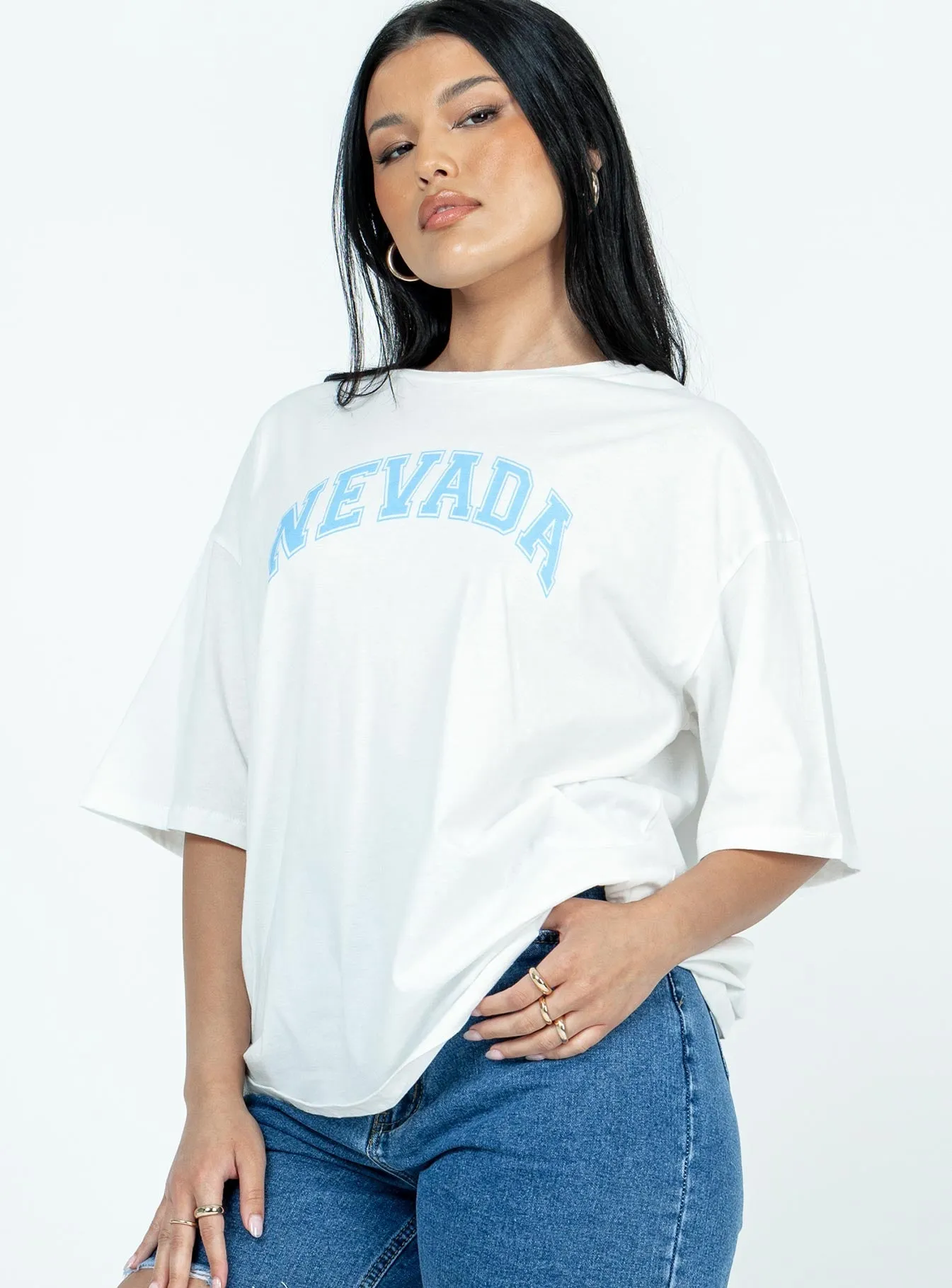 Nevada Graphic Tee White SoftenedTexturedWeave