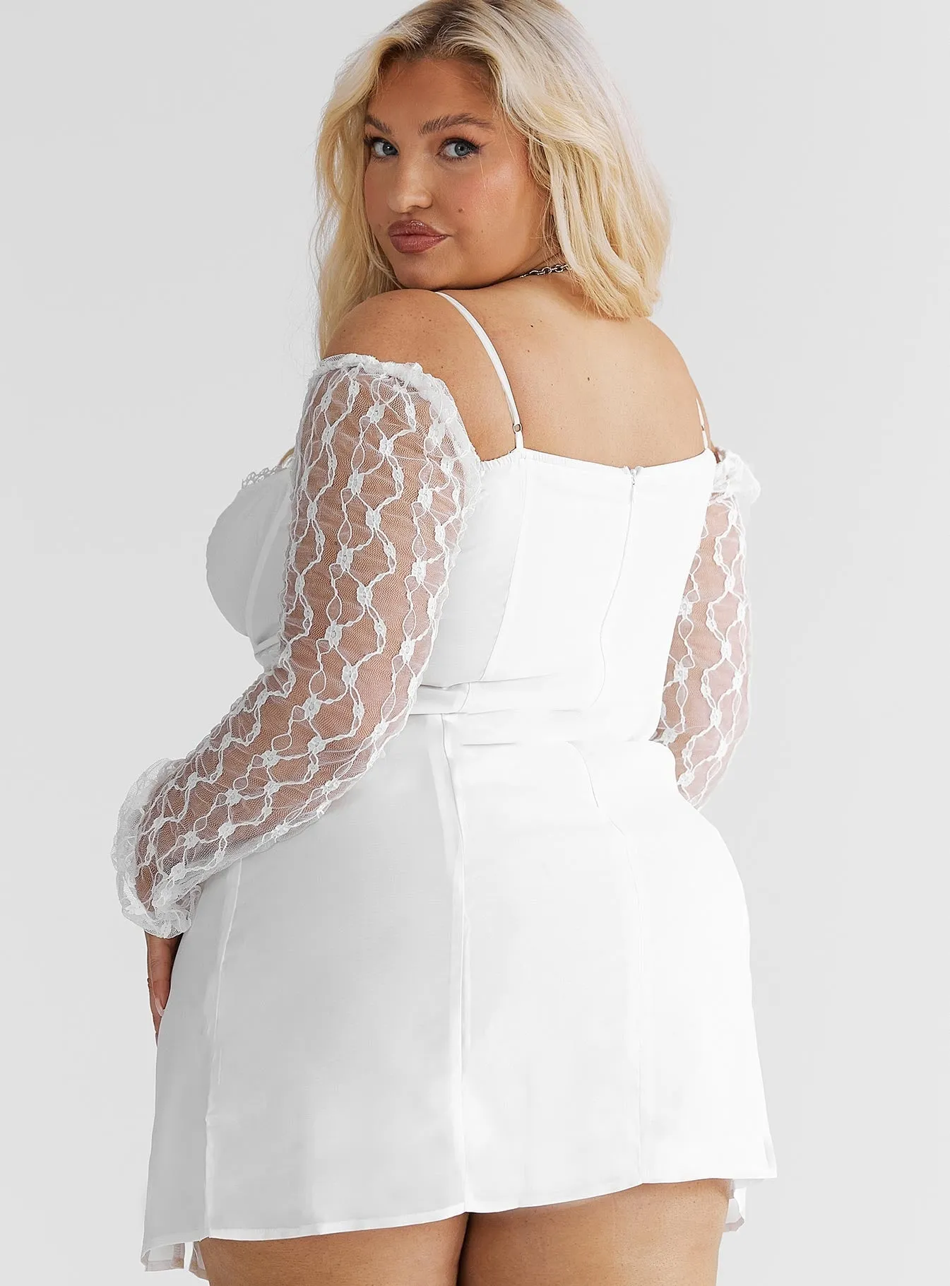 Ashwood Lace Sleeve Mini Dress White Curve Travel Vibe