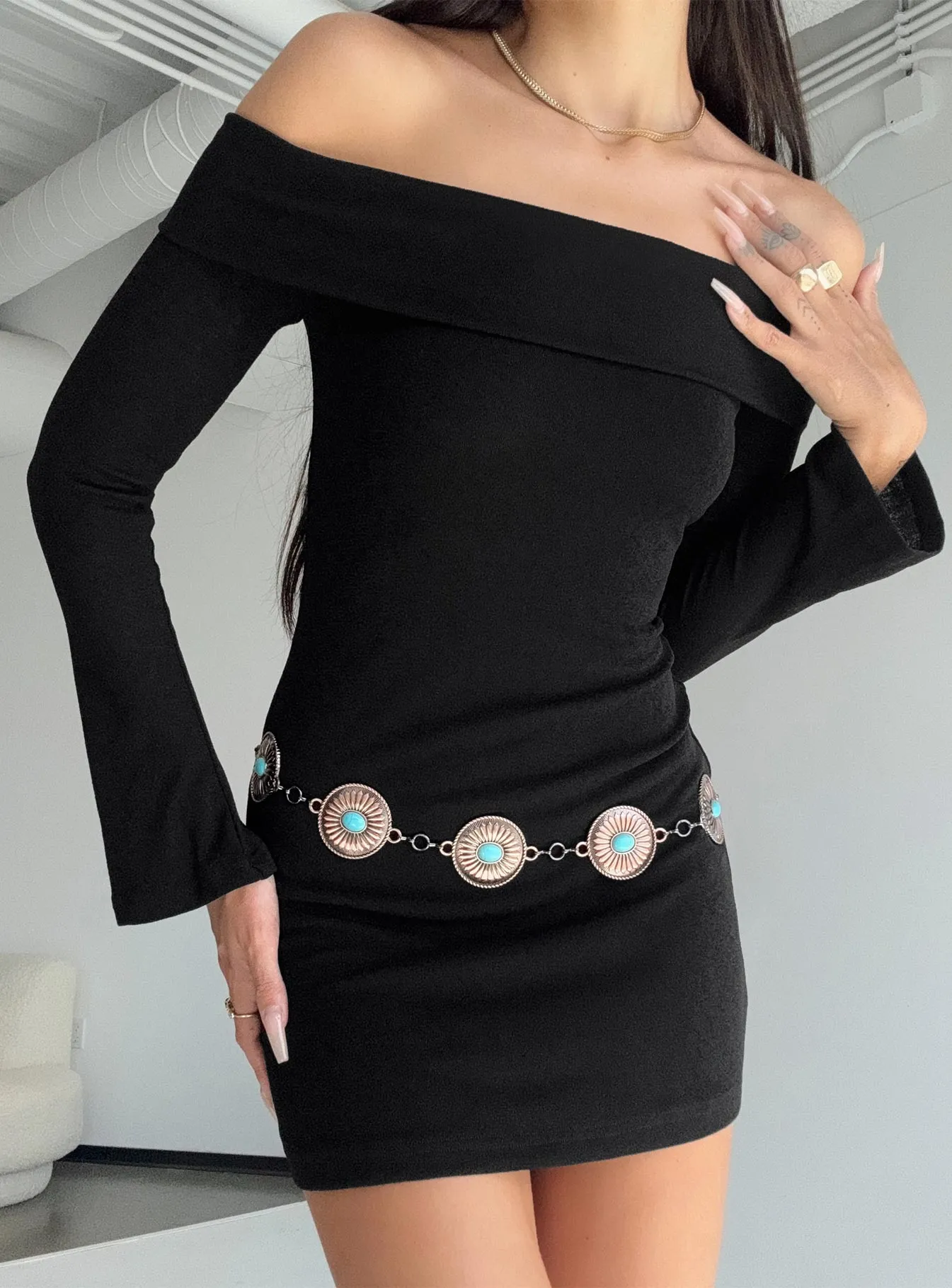 Anya Mini Dress Black Artisanal-Detail