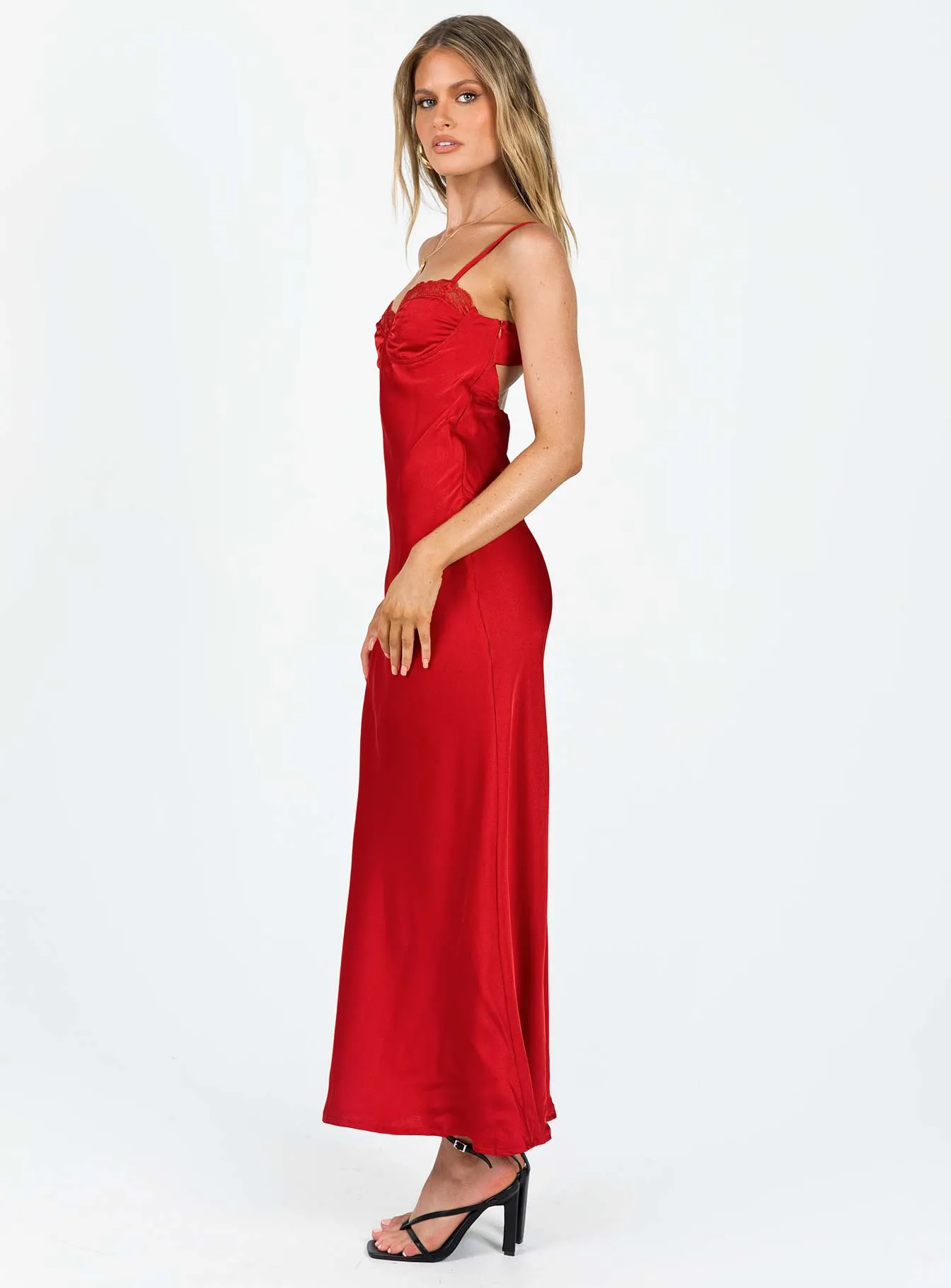 Moniz Maxi Dress Red Night Ready Cap-Sleeve
