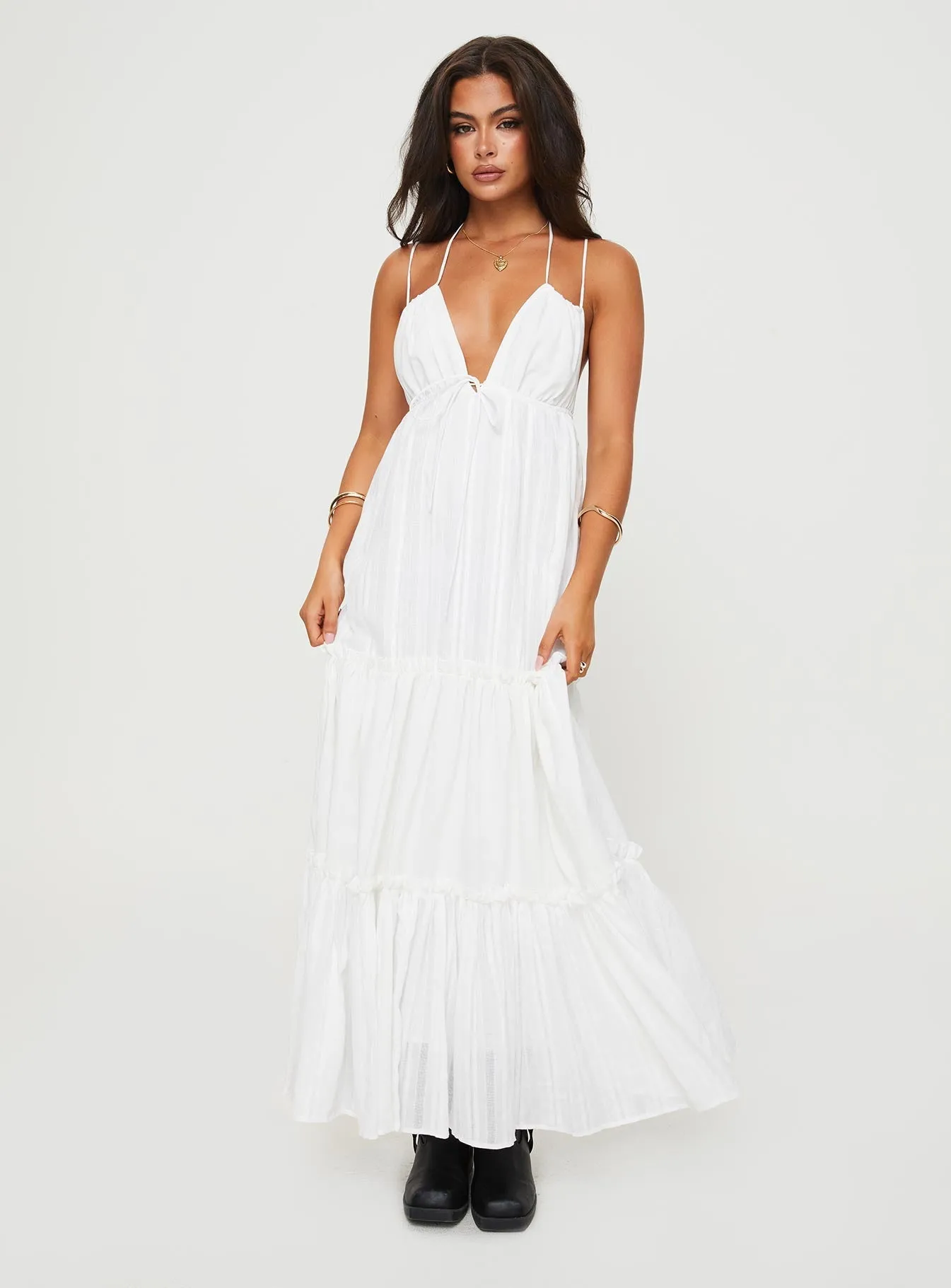 Desy Maxi Dress White Relaxed work dress