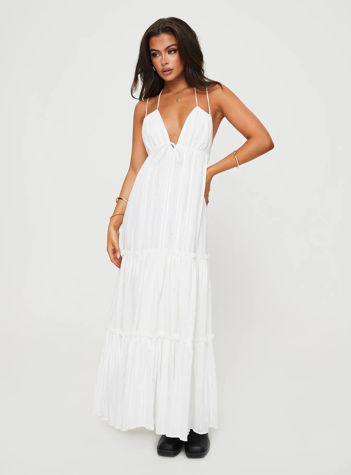Airy Feel Airy Layer Desy Maxi Dress White