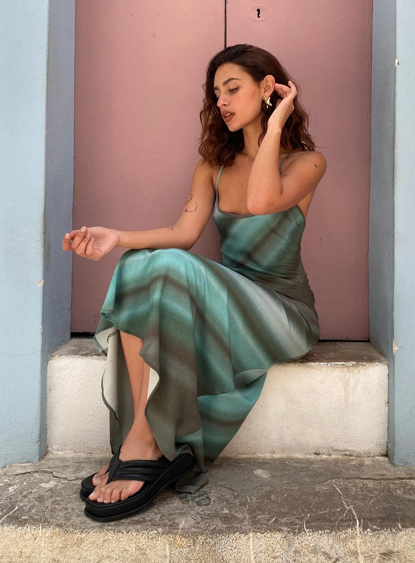 Otillie Maxi Dress Blue Multi Sophisticated Appeal Stay Cool