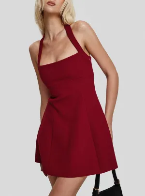 Alyn Halter Mini Dress Wine Red Holiday-Party Subtle tone
