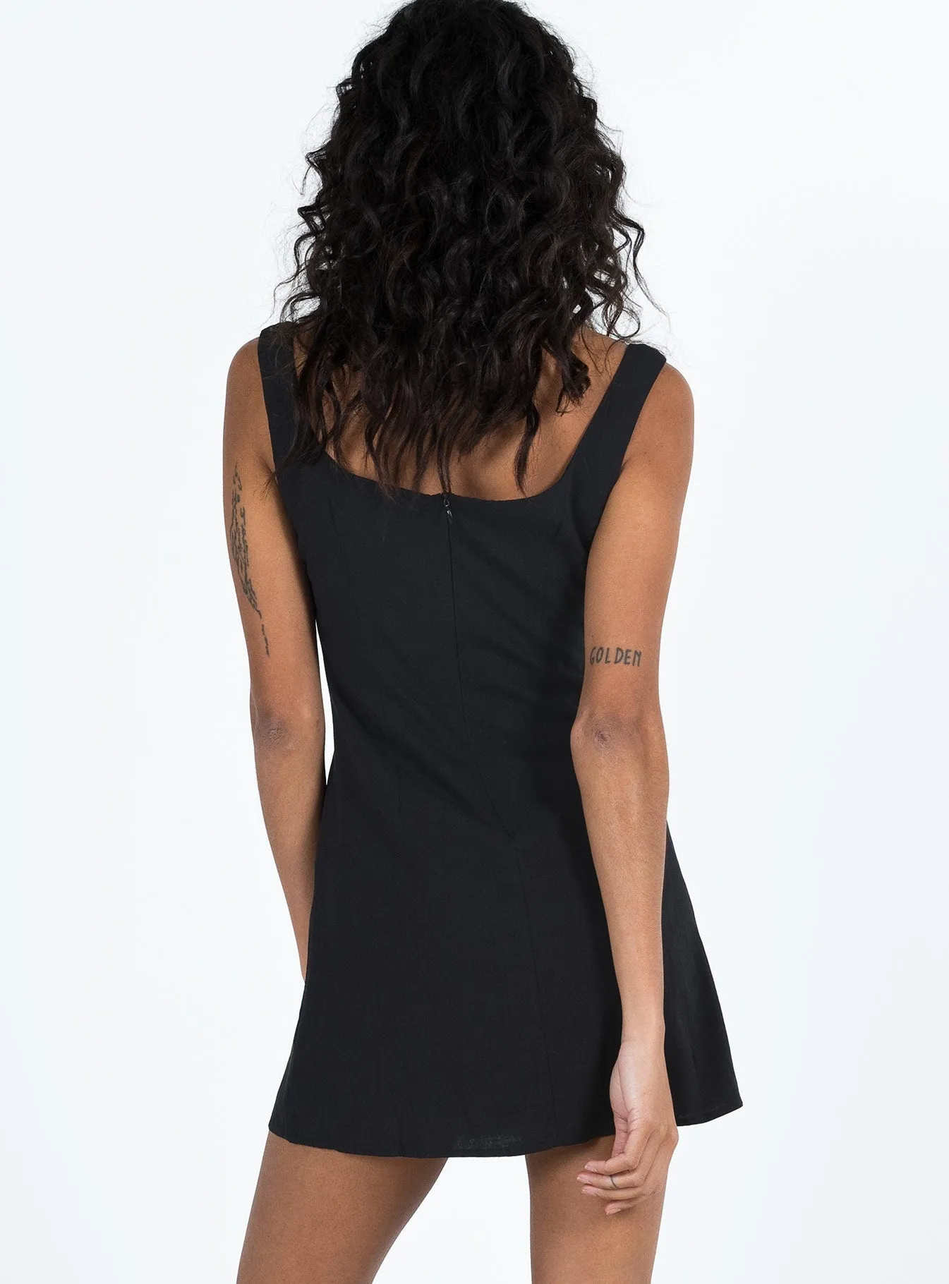 Minimal Harmony Stream Cut Sharpe Mini Dress Black