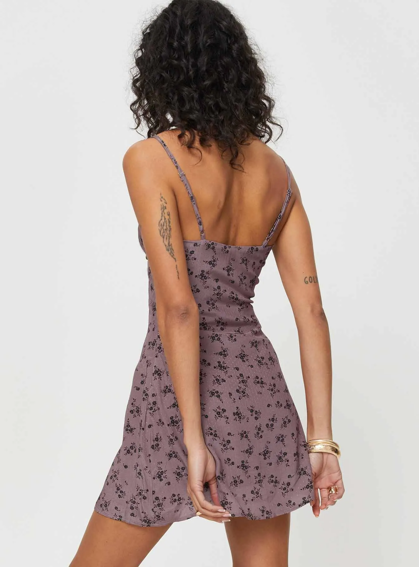 Jaye Mini Dress Mauve / Black Floral UV-Resistant