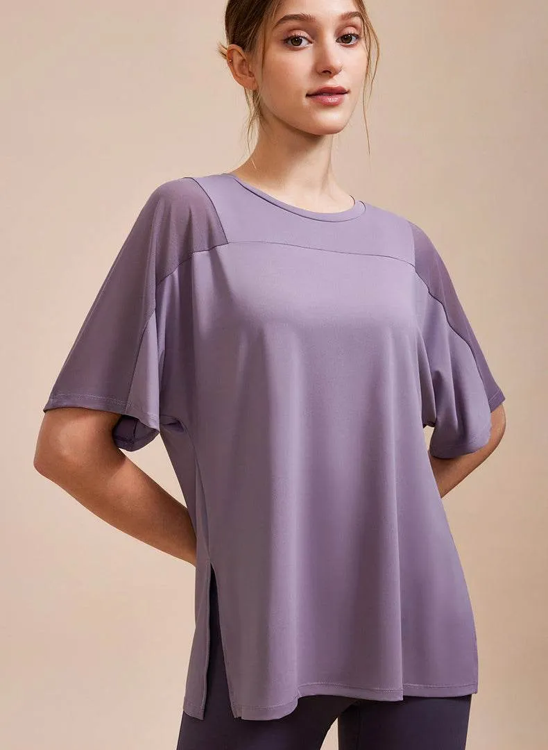 Mesh Splicing Short Sleeved Sports Loose T-Shirt Festival Air Winter Style