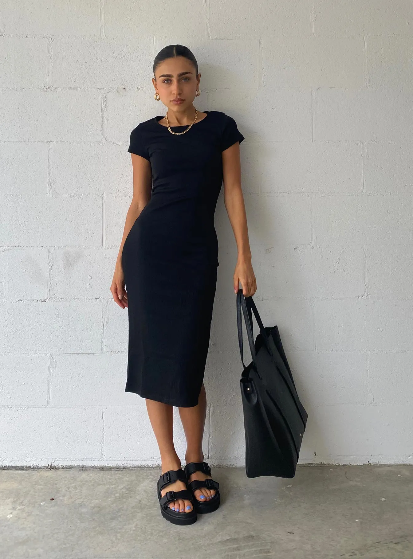 petite size The Classic Midi Dress Black
