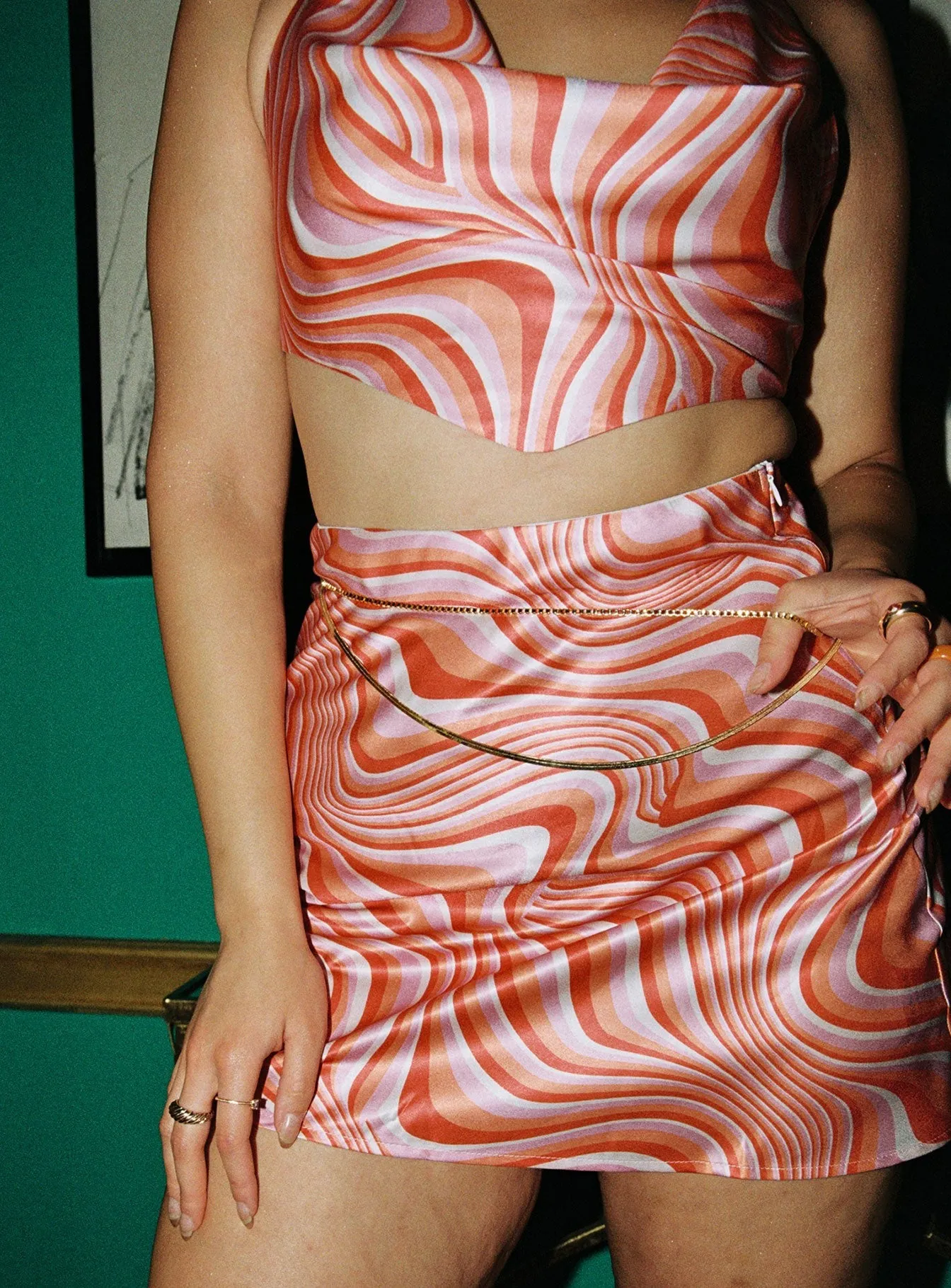 Fashion Energy Twist Knot Details Jada Mini Skirt Multi