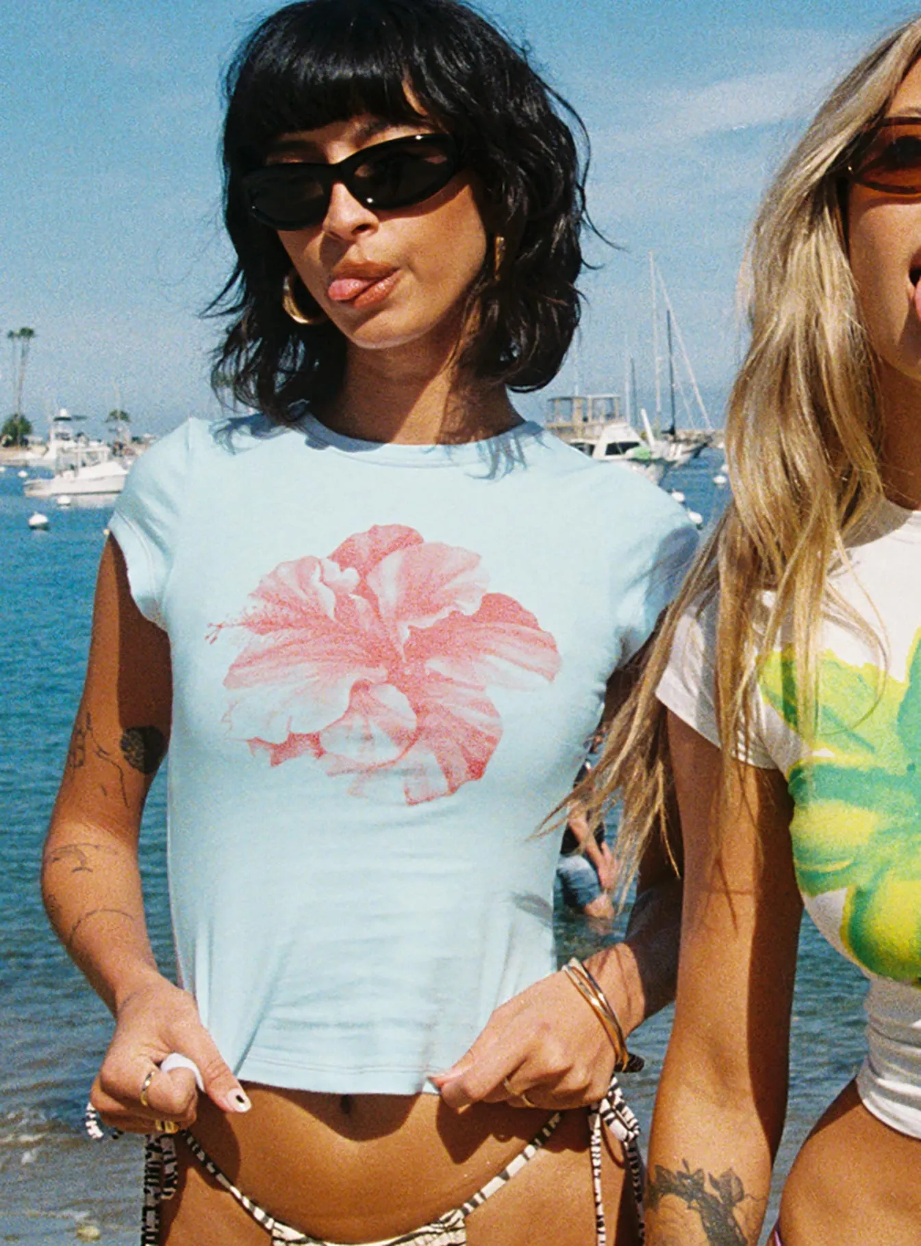 Owenz Hibiscus Baby Tee Blue slim fit Street Smart