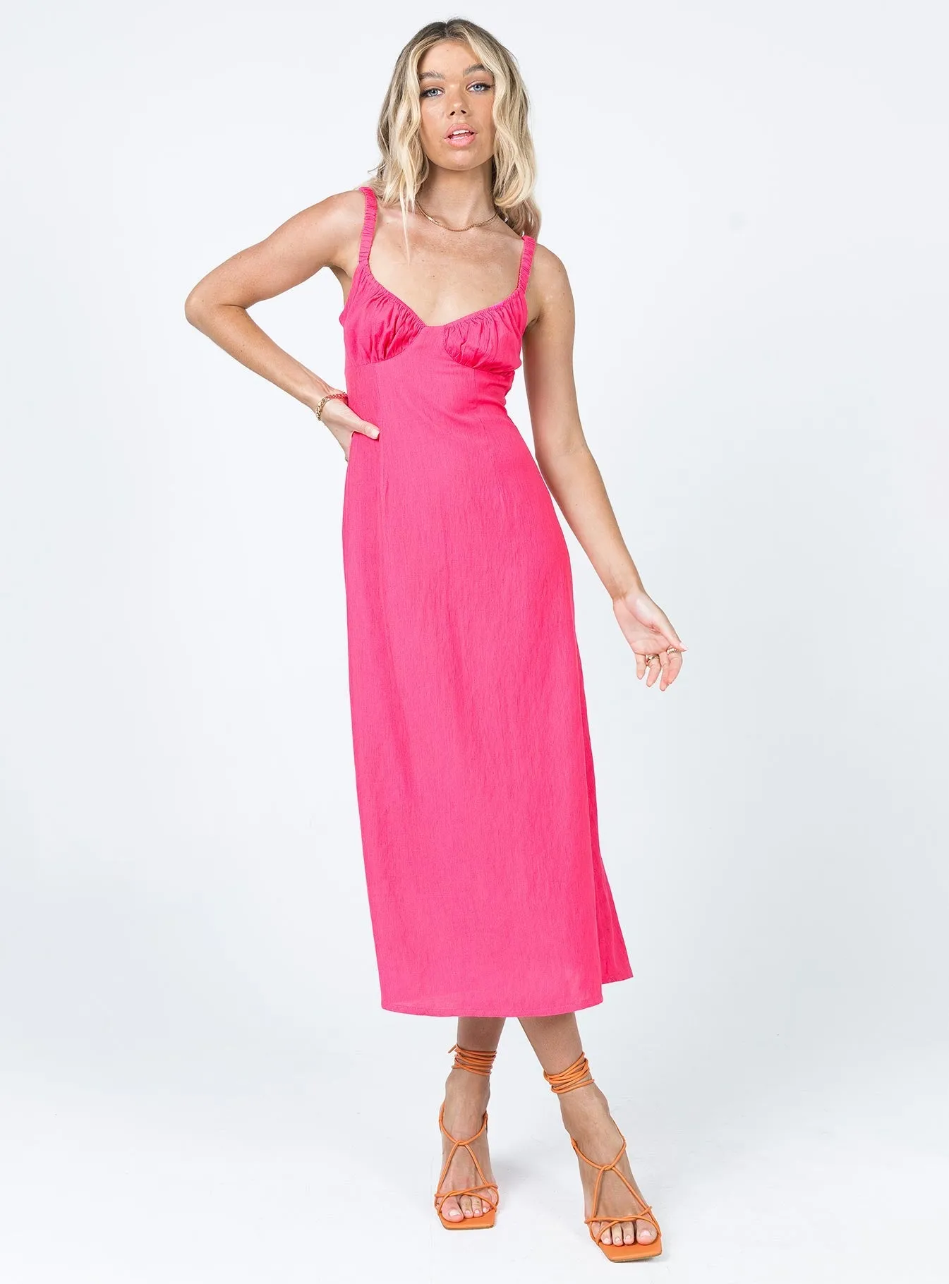 Georgia Midi Dress Pink Weekend Casual Silk Shine