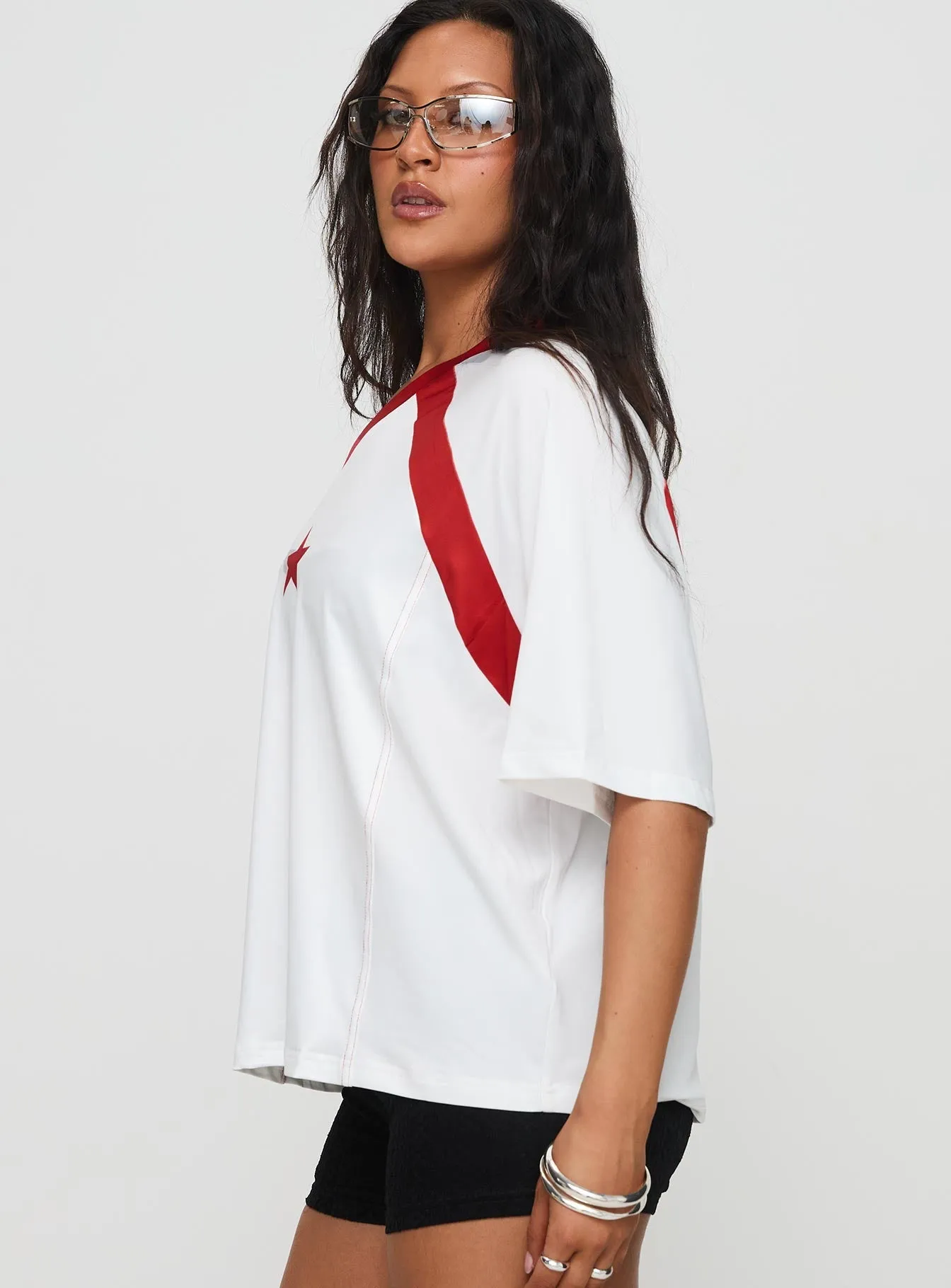 One Star Top White / Red Beach relaxation Travel Light