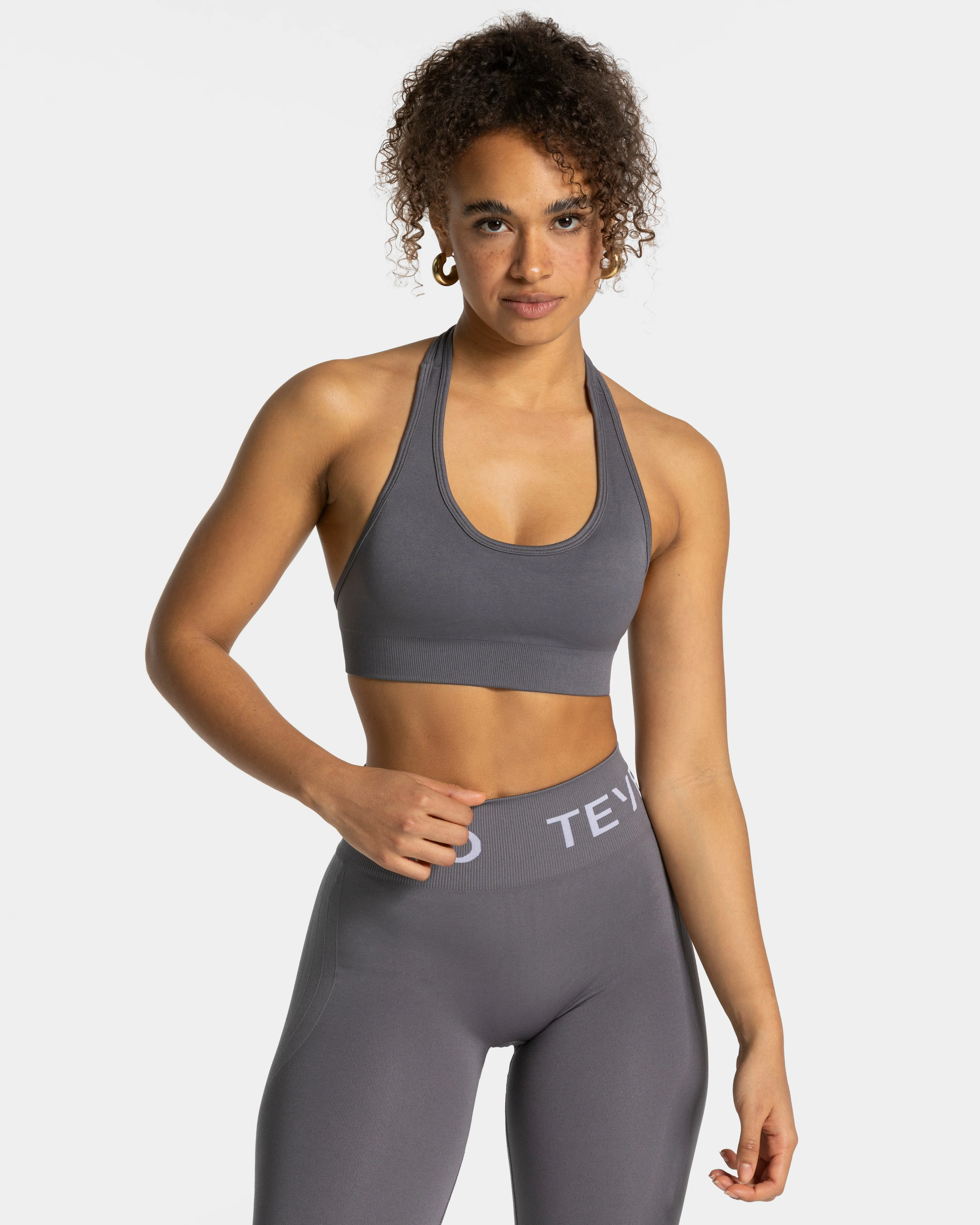 Polyester active clothing Fashionable Everyday Neckholder Bh "Graphit"