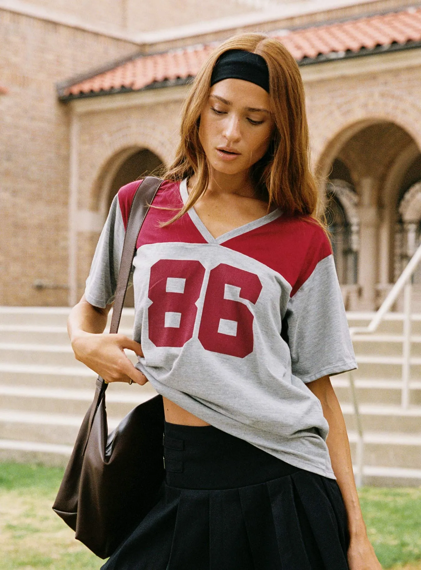 Balap Top Grey Marle / Red Oeko Tex Certified MinimalistStitching