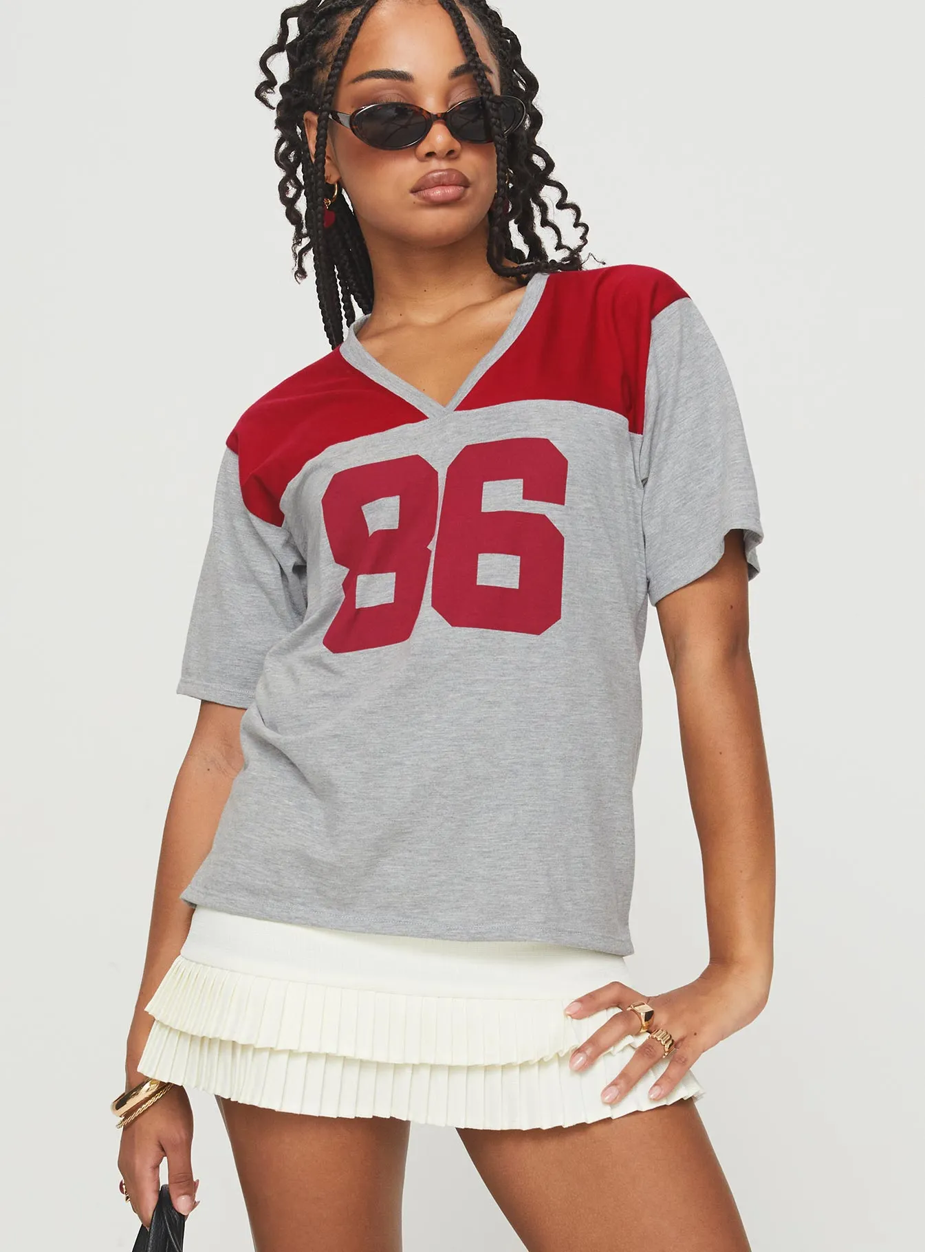 Performance Wear Balap Top Grey Marle / Red