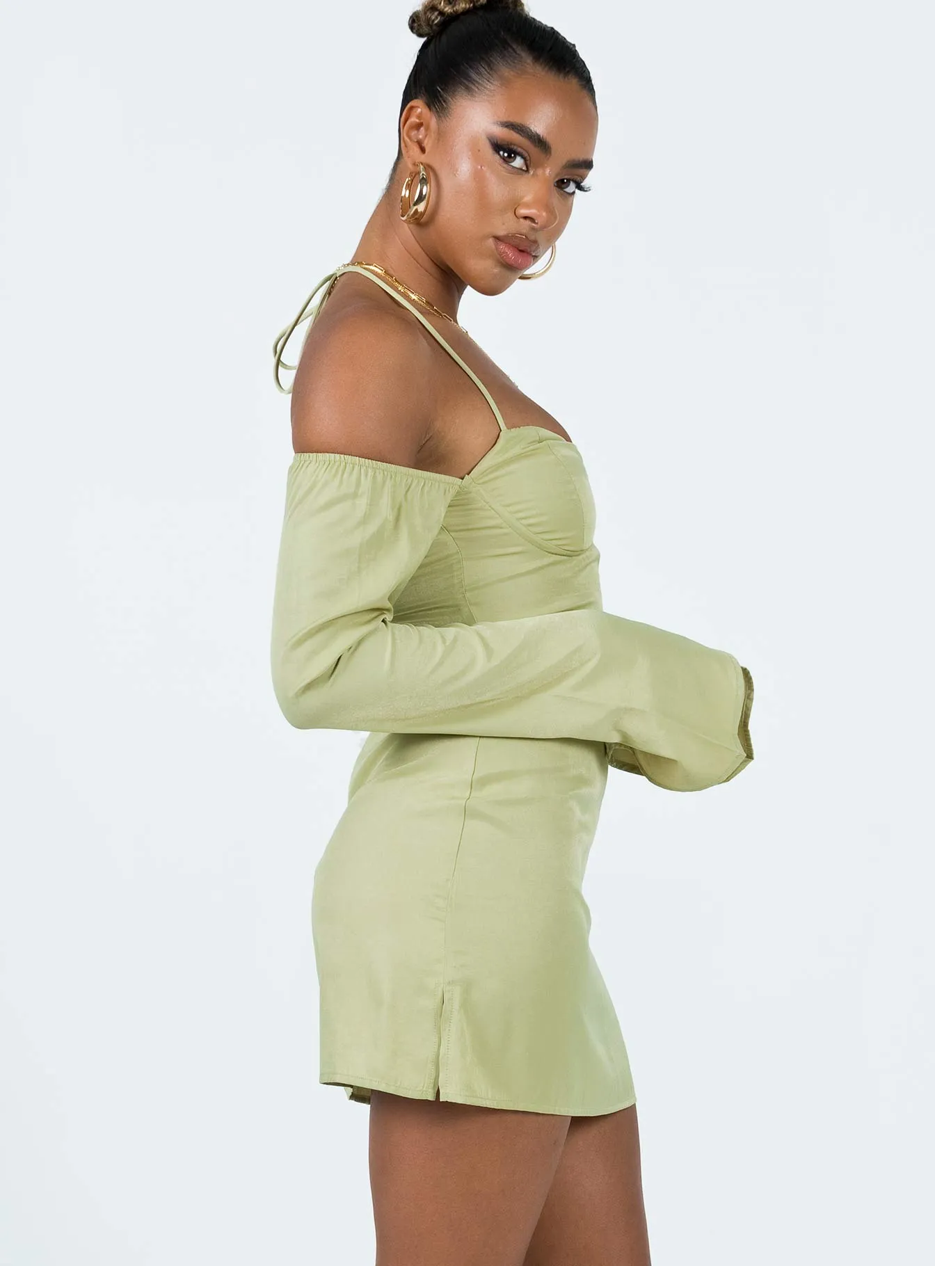 Tamarose Mini Dress Green Casual Waist