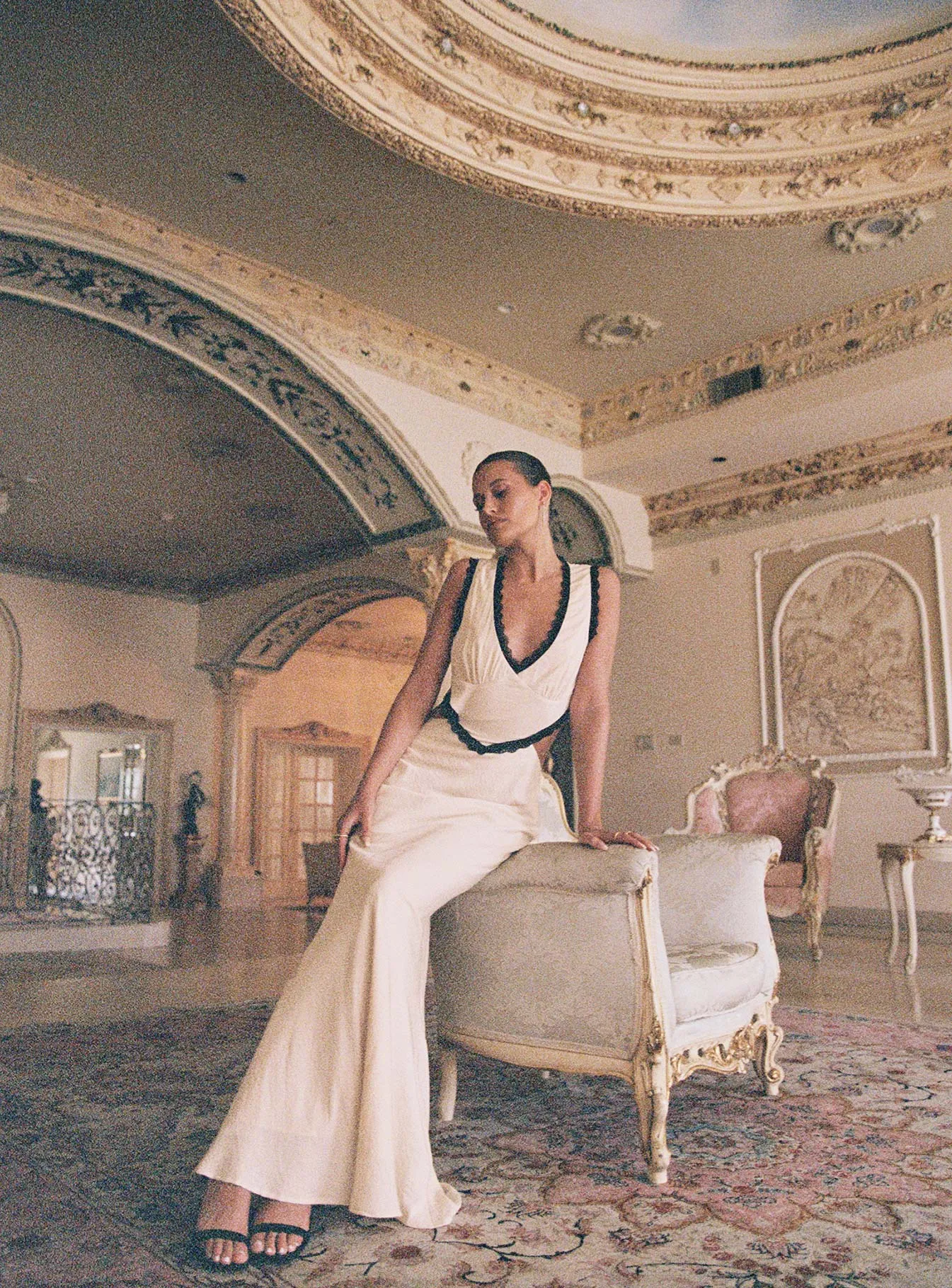 Keila Lace Trim Maxi Dress Cream / Black Bright Appeal