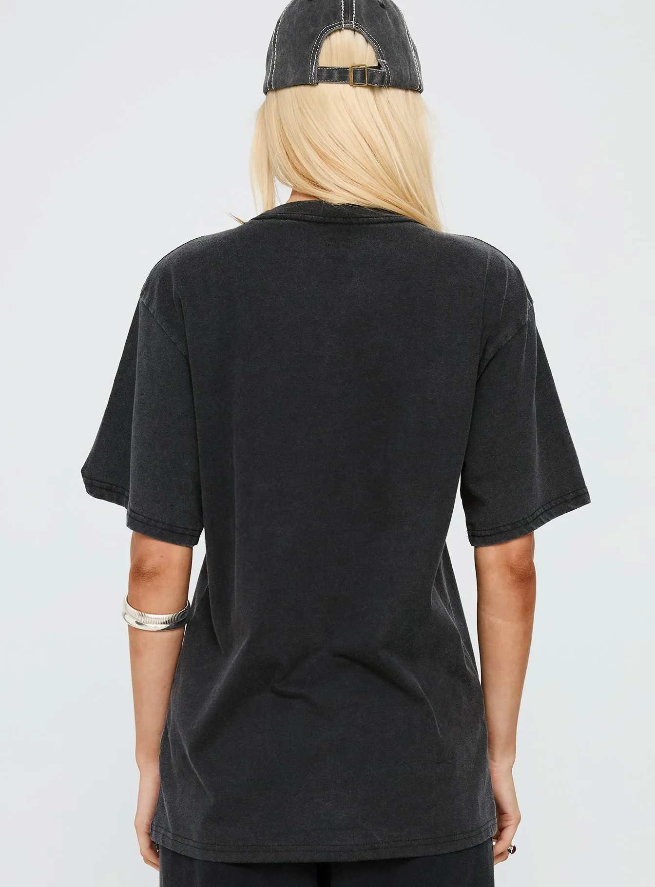 Britney Spears Gimme More Oversized Graphic Top Washed Black Cozy Comfort Look