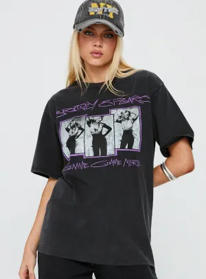 Lightweight Shirt Britney Spears Gimme More Oversized Graphic Top Washed Black