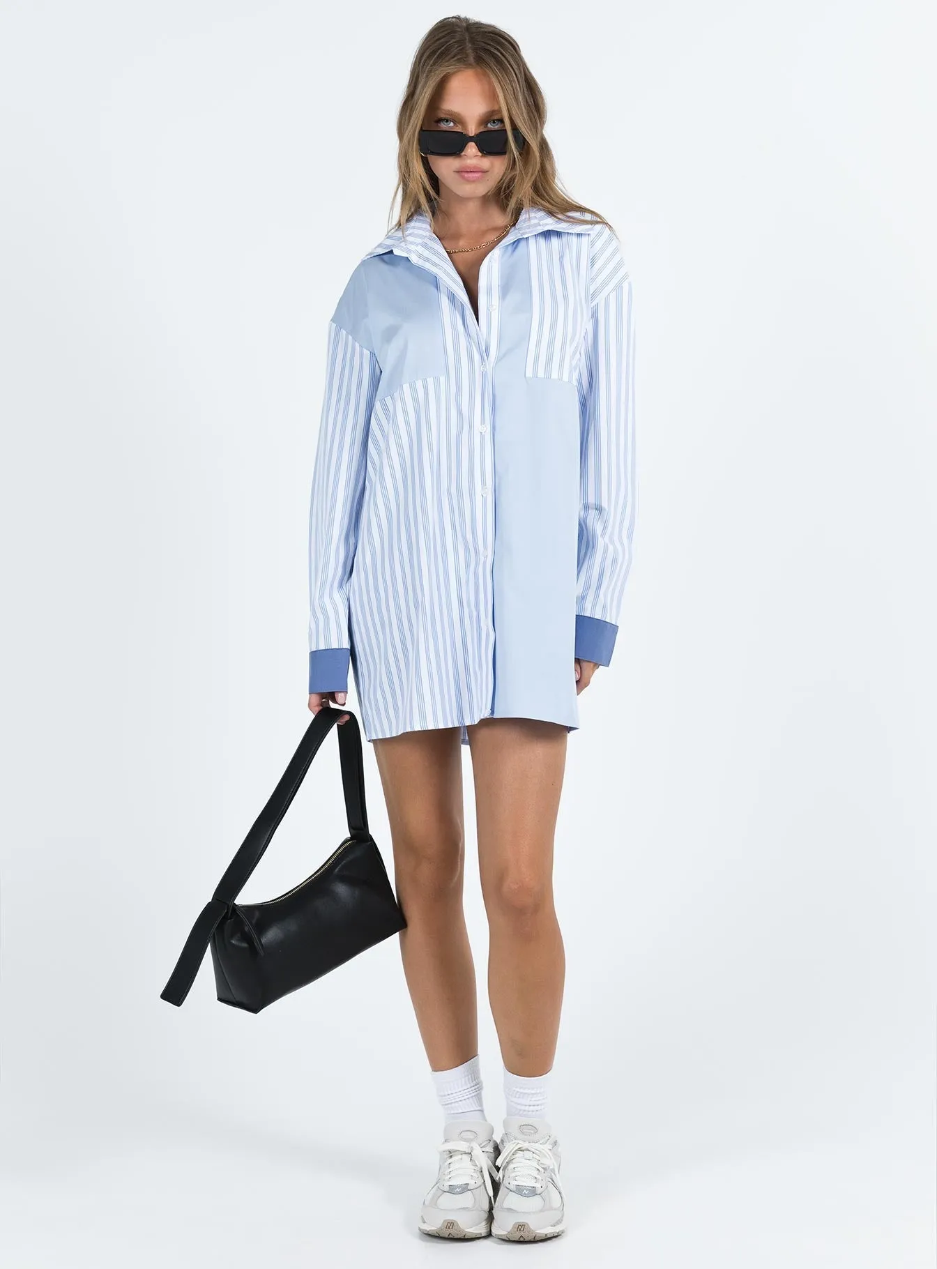 Relaxed Style Wear Rouni Shirt Dress White / Blue