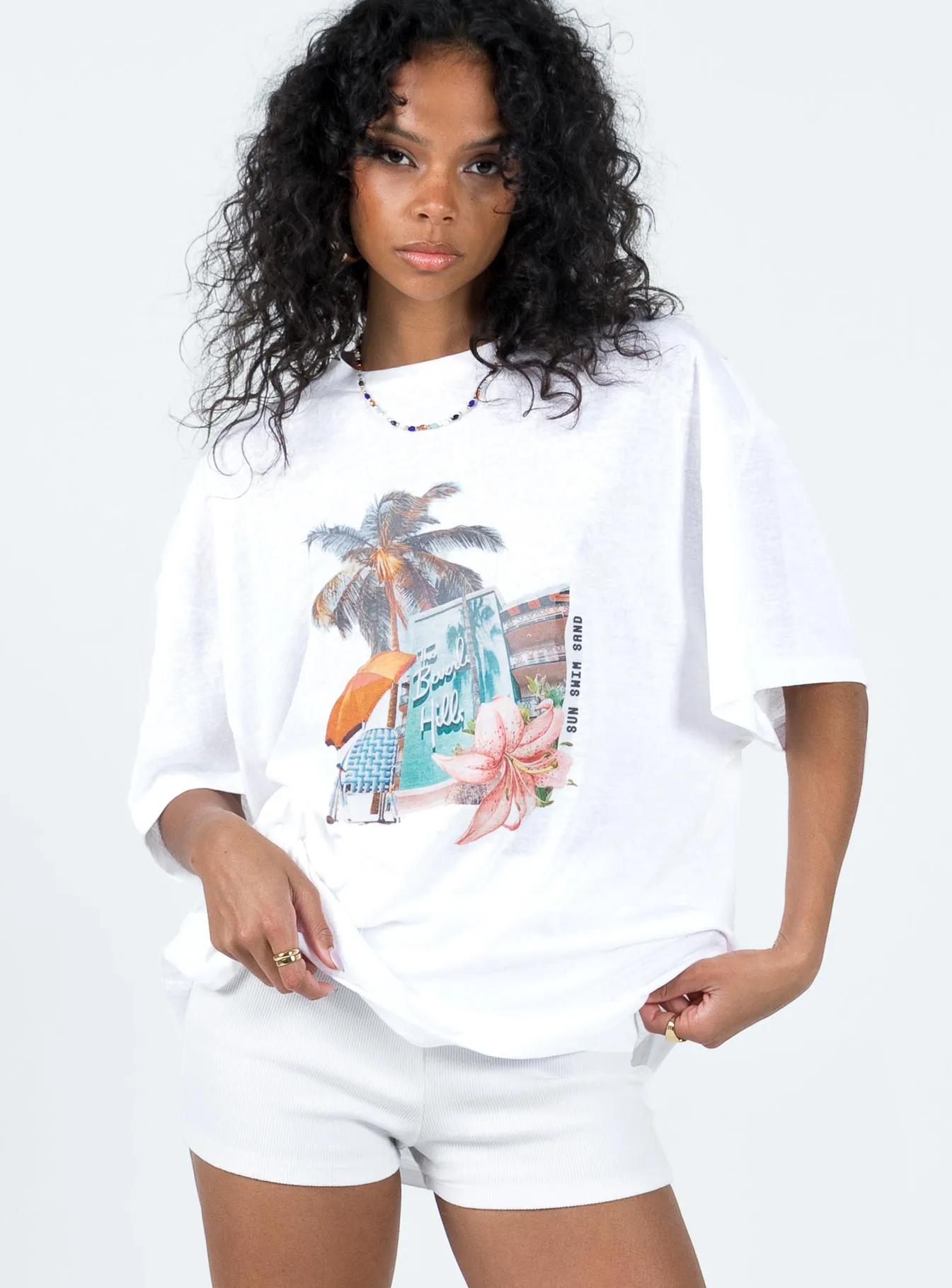 Vacay Oversized Tee White StretchComfortWeave sporty and comfortable